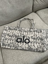 ALO Yoga Gray Tie-Dye Canvas Cotton Large Tote Bag For Travel  Gym Carry-On