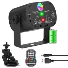 RGB LED Disco Party Light, Battery Sound Activated DJ Strobe Light with Remote