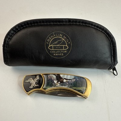 Franklin Mint Save The Eagle Collector Knife With Zippered Case 4  Folded