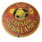 Vintage Edison Mazda Lamps Sign - Light Bulb Lamps Porcelain Gas Pump Sign