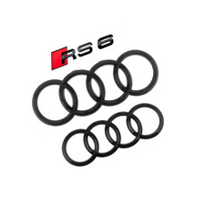 Für Audi A6 RS6 S6 12-17 285MM+202MM V+H Badge Deko Ringe Grill Kühlergrill DE+