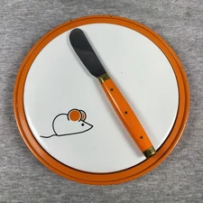 MCM Orange Bonniers made in France Cheese Knife Stainless Steel Blade With Tray