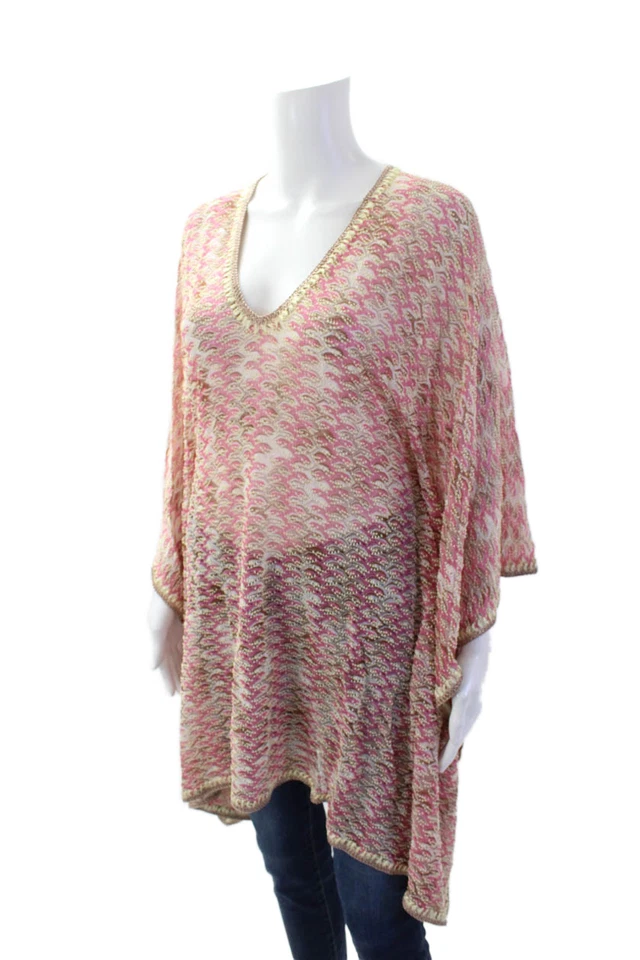 Missoni Orange Label Womens Short Sleeve Knit Cover Up Pink White Size IT 40 - Image 2 of 4