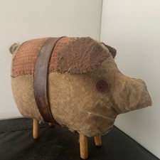 Primitive Folk Art Handmade Stuffed Pig