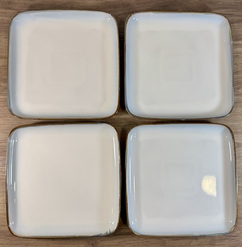 Sango Concepts II 10" Dinner Chop Square Plates Avocado Green Glaze Vtg Set Of 4 - Picture 2 of 7