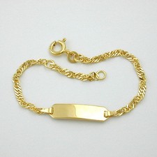 Chrzest dziecka Solidne prawdziwe złoto 333 8 Kt Bransoletka Singapur Łańcuszek z imieniem i datą