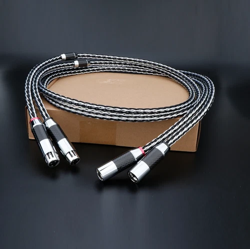 Pair Hi-end 7N OCC XLR Balanced Audio Cable Carbon Fiber Connectors Signal Wires - Picture 10 of 13