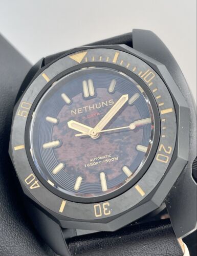 Nethuns Lava Special Edition LS132 DLC MAHAGONY OBSIDIAN STONE 45mm Automatic - Picture 1 of 11