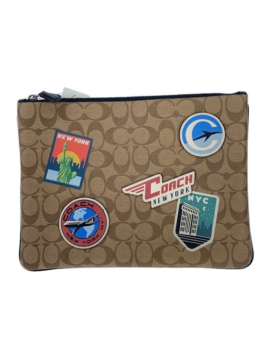 Bolso clutch Coach PVC camel patrón completo F73075 usado