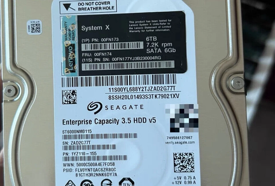 Lenovo 6TB 00FN173 Enterprise SATA 00FN174 7.2K 6Gb/s 3.5" Hard Drive NEW HDD - Image 2 of 4