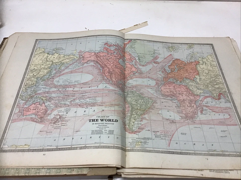 1893 Cram's Unrivaled Family Atlas of the World/ Partial-  Retains 30+ Maps - Image 2 of 4