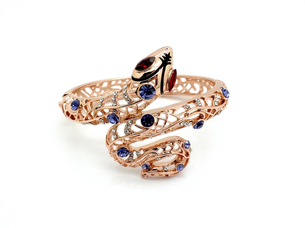 Swarovski Crystals Snake Bracelet Women Cuff Rose Gold Plated