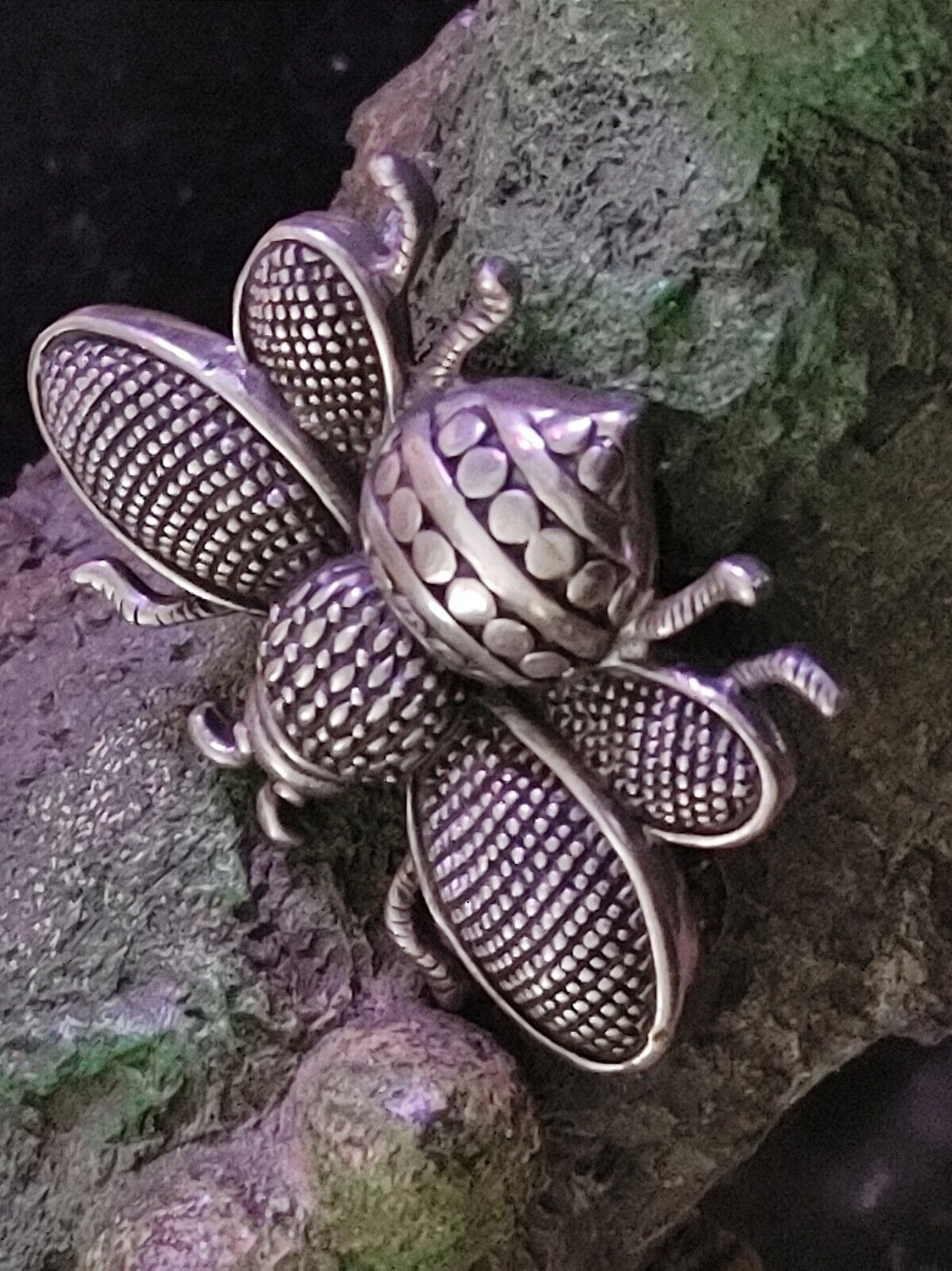 Sterling Silver Patterned Textured Bumblebee Broo… - image 4