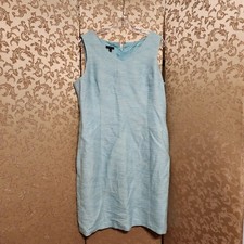 Talbots Blue Green Tweed Sleeveless Dress Size 14