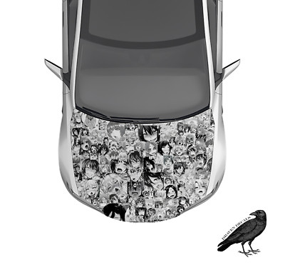 Ahegao V2 Anime Hood Wrap Weatherproof Vinyl Car Decal 50'' X 65''