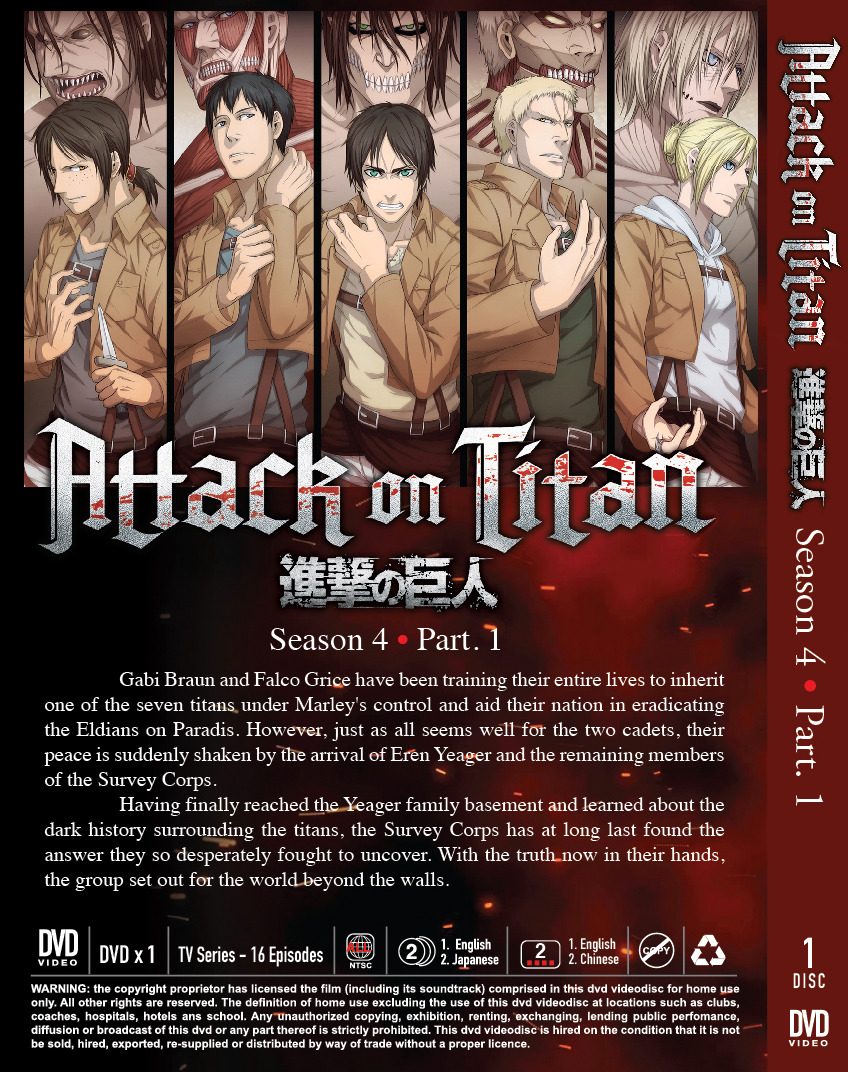 Anime DVD Attack On Titan The Final Season 4 Part 1 (1-16 End) English  Dubbed