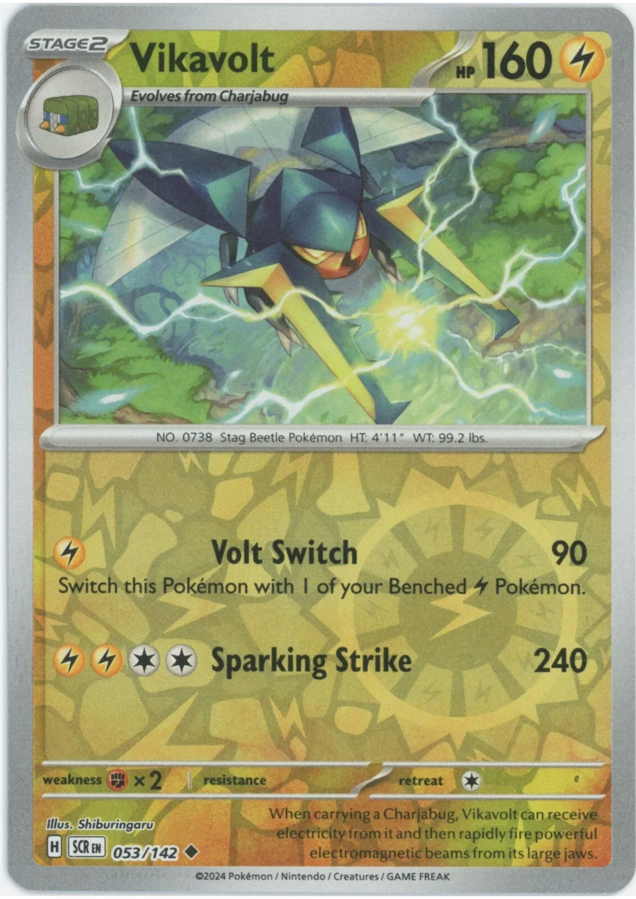 Pokemon - Vikavolt - 053/142 - Reverse Holo - Stellar Crown - NM/M - NEW