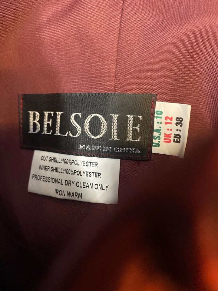 Vestido Belsoie Formal Sin Tirantes Hasta el Suelo Granate Talla 10 Foto 4 de 4