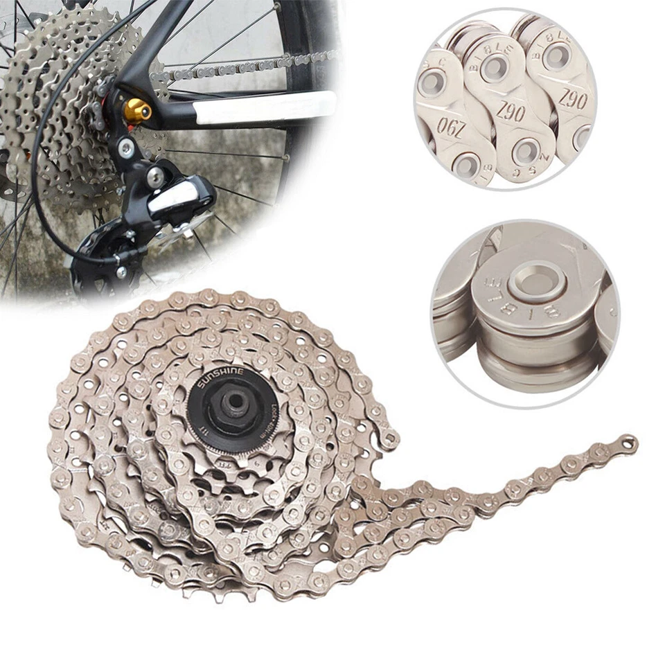 For 6/7/8/9 Speed Bicycle Chain Carbon Steel 1/2"*11/128" 116 Link Mountain Bike - Image 2 of 4