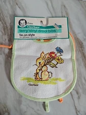 Vintage Gerber Baby Drool Bibs terry with vinyl backing Set Of 2 Nwt