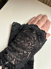 Handstulpen Stulpen Pulswärmer Gothic Punk Spitze  floral schwarz 16 cm