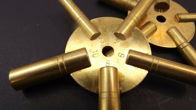 New 5 Way Brass Clock Winding Key Even and Odd Numbers one pair 2-piece