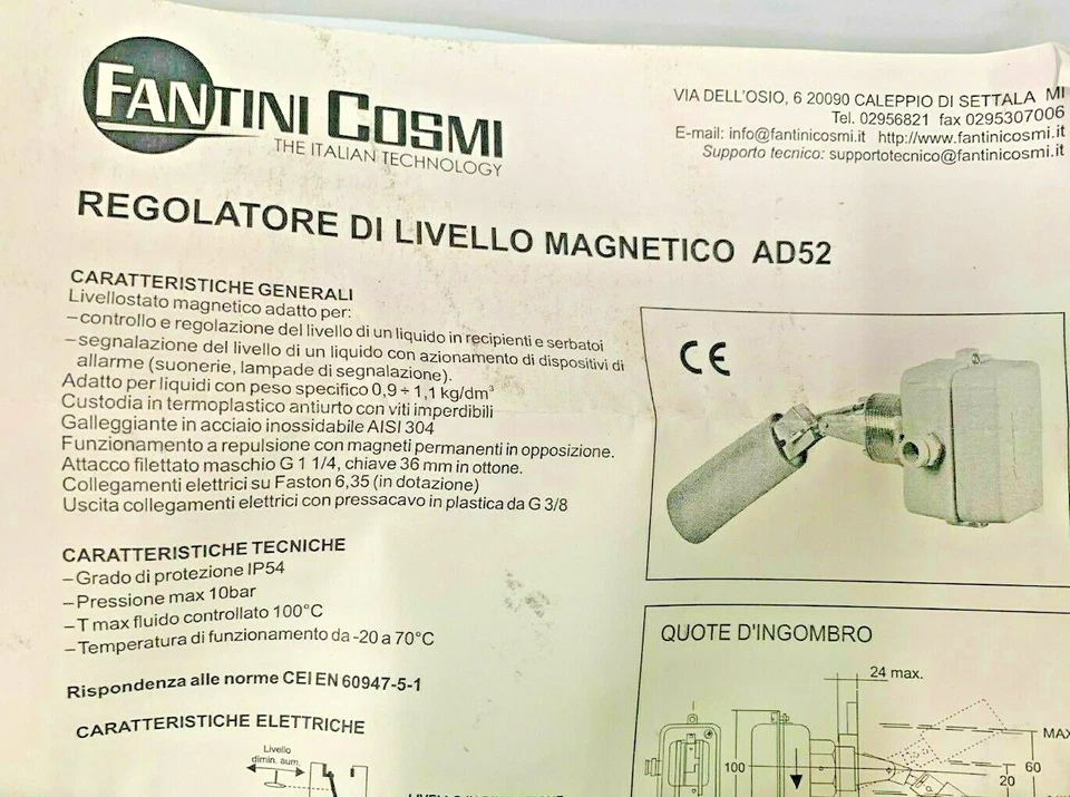 FANTINI COSMI AD52 Level Switch 1-1/4" 10 bar IP54 - Image 3 of 3