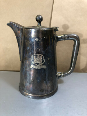Vtg Navigare Necesse Est Metal Pitcher Stein w/ lid handle Nautical