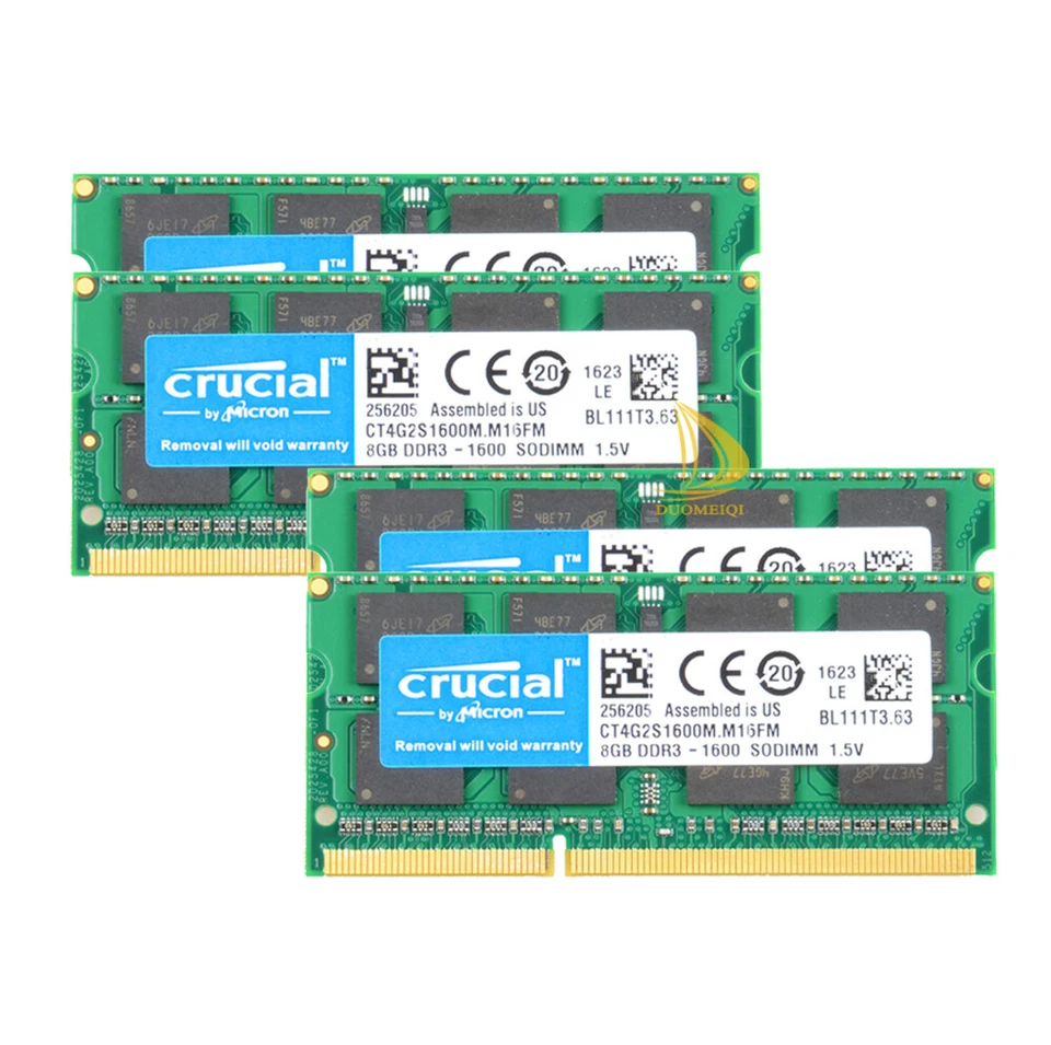 4pcs Crucial 8GB 2Rx8 PC3 12800S DDR3 1600 SODIMM Laptop Memory RAM 1.5V 204PIN - Image 4 of 4