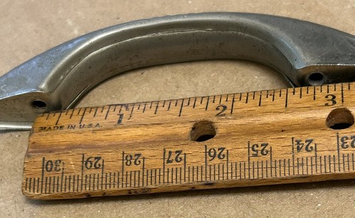 Retro MCM Drawer Handle Atomic Center rib lines rare Kitchen chrome door pull - Picture 9 of 12