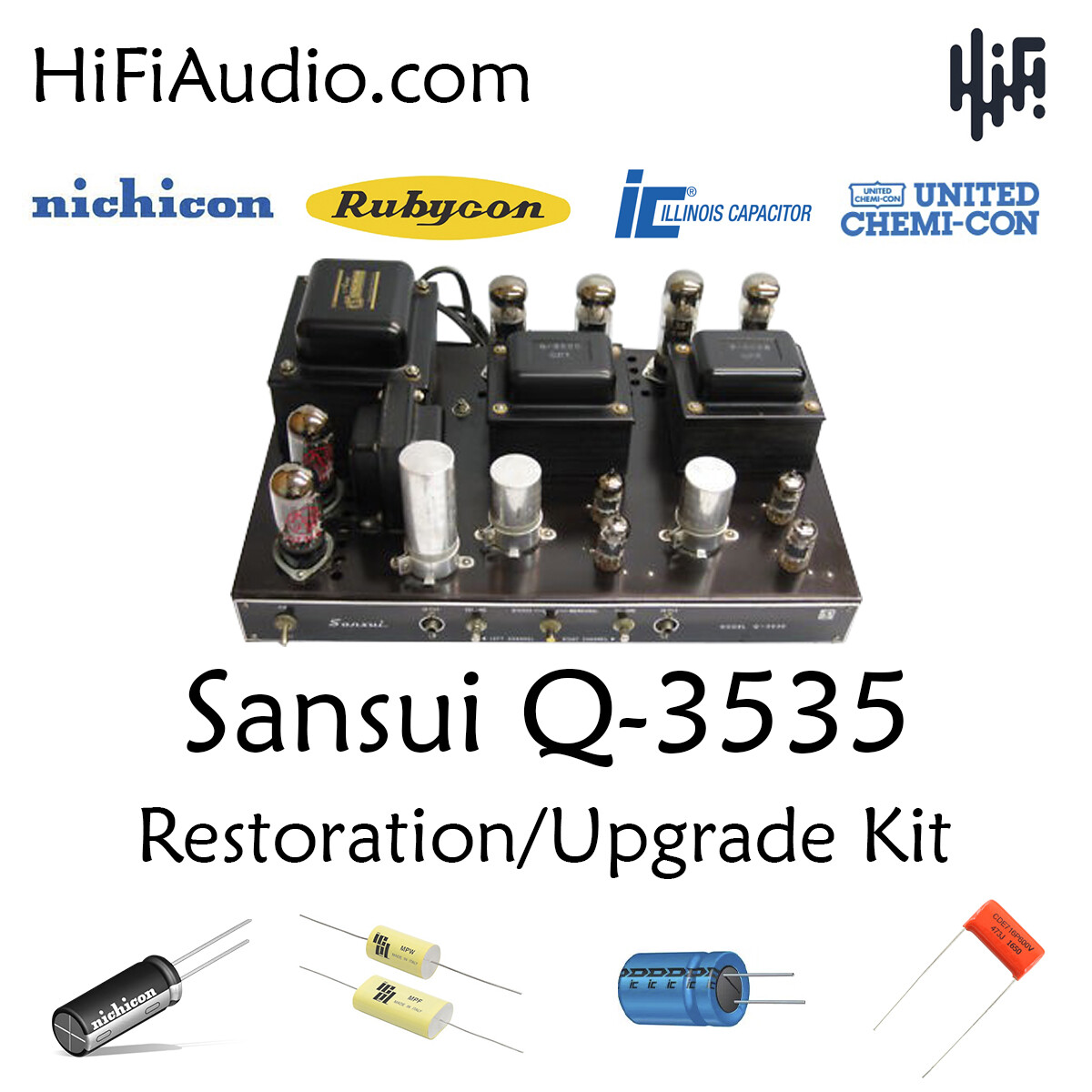 Sansui Q-3535 amplifier rebuild restoration Capacitor Kit