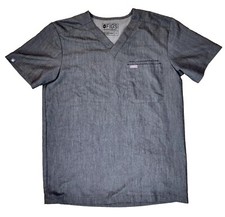Figs Scrub Top Womens S Gray Short Sleeve V Neck Technical Collection Nurse CAC