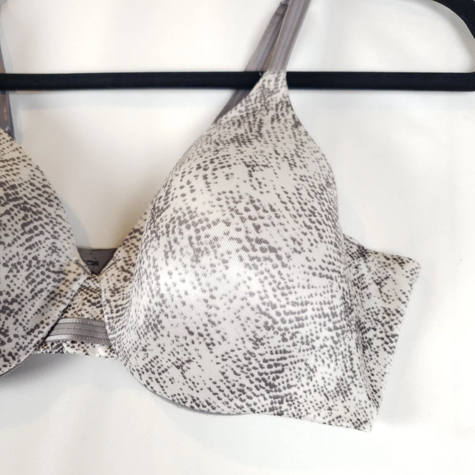 Bali Bra 36B One Smooth U Underwired T Shirt Lightly Lined Gray White 3W11 3811 — 第 3/4 张图片
