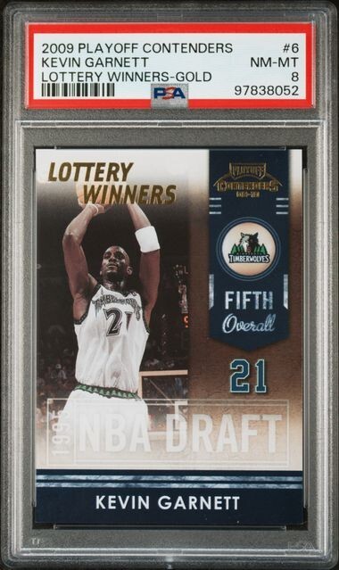 2009 Contenders KEVIN GARNETT Lottery Winners GOLD 27/100 PSA 8 Pop 1 Highest