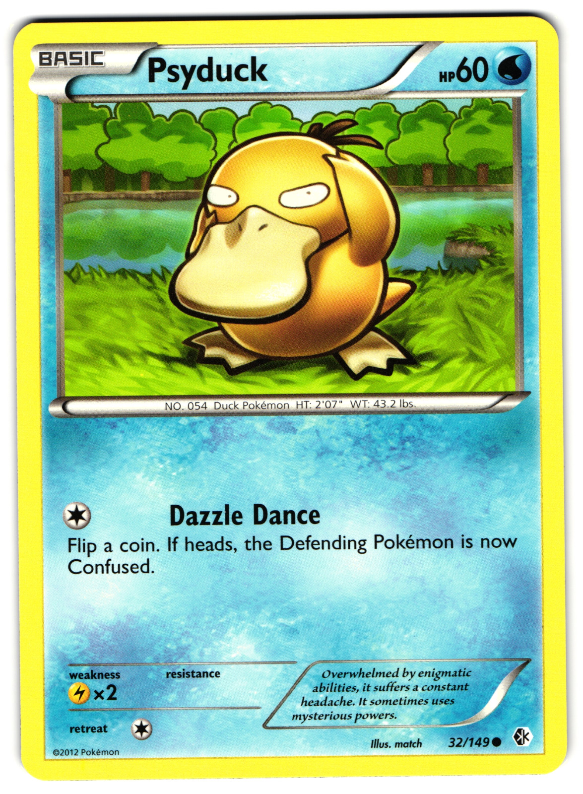 Psyduck - 32/149 - 2012 Common Boundaries Crossed Pokemon Card NM