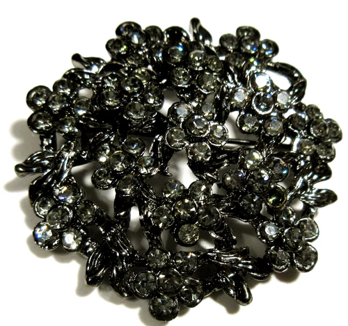 Vtg UNUSUAL 1 RHINESTONE miss metal FLOWER Open work Brooch Pin Costume Jewelry
