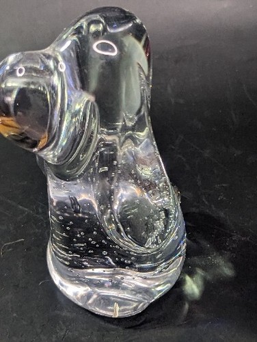 Hound Dog Art Glass Clear Vintage Paperweight Controlled Bubbles 4. 5 " Vintage - Picture 6 of 9