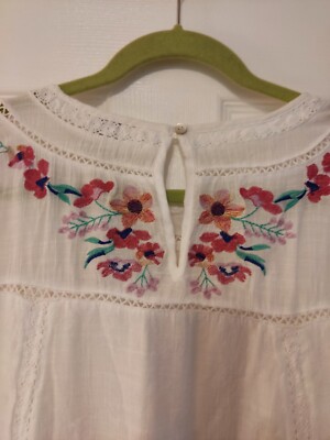 Umgee Women's Size S Floral Embroidered A Line Dress Bohemian White Lined |  eBay
