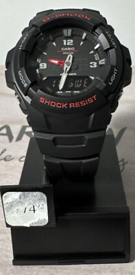 Casio G100-1BV G-Shock Watch Digital/Analog Black Resin Band, Alarm