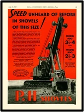 1930 P & H Harnischfeger New Metal Sign: Diesel Excavator 800 & 900, Convertible
