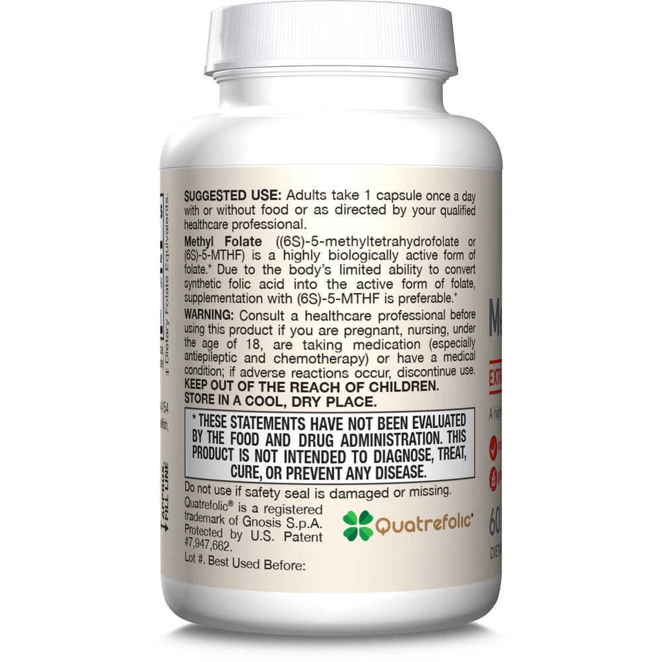 Jarrow Formulas, metile folato, 400 mcg, 60 veg. Capsule - spedizione lampo - Immagine 2 di 3