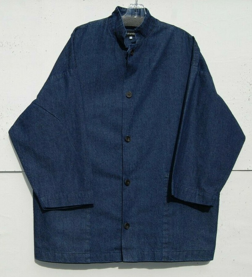 Eskandar DEMIN MID Weight Size (2) Stand Collar 31" Long Jacket w/Pockets