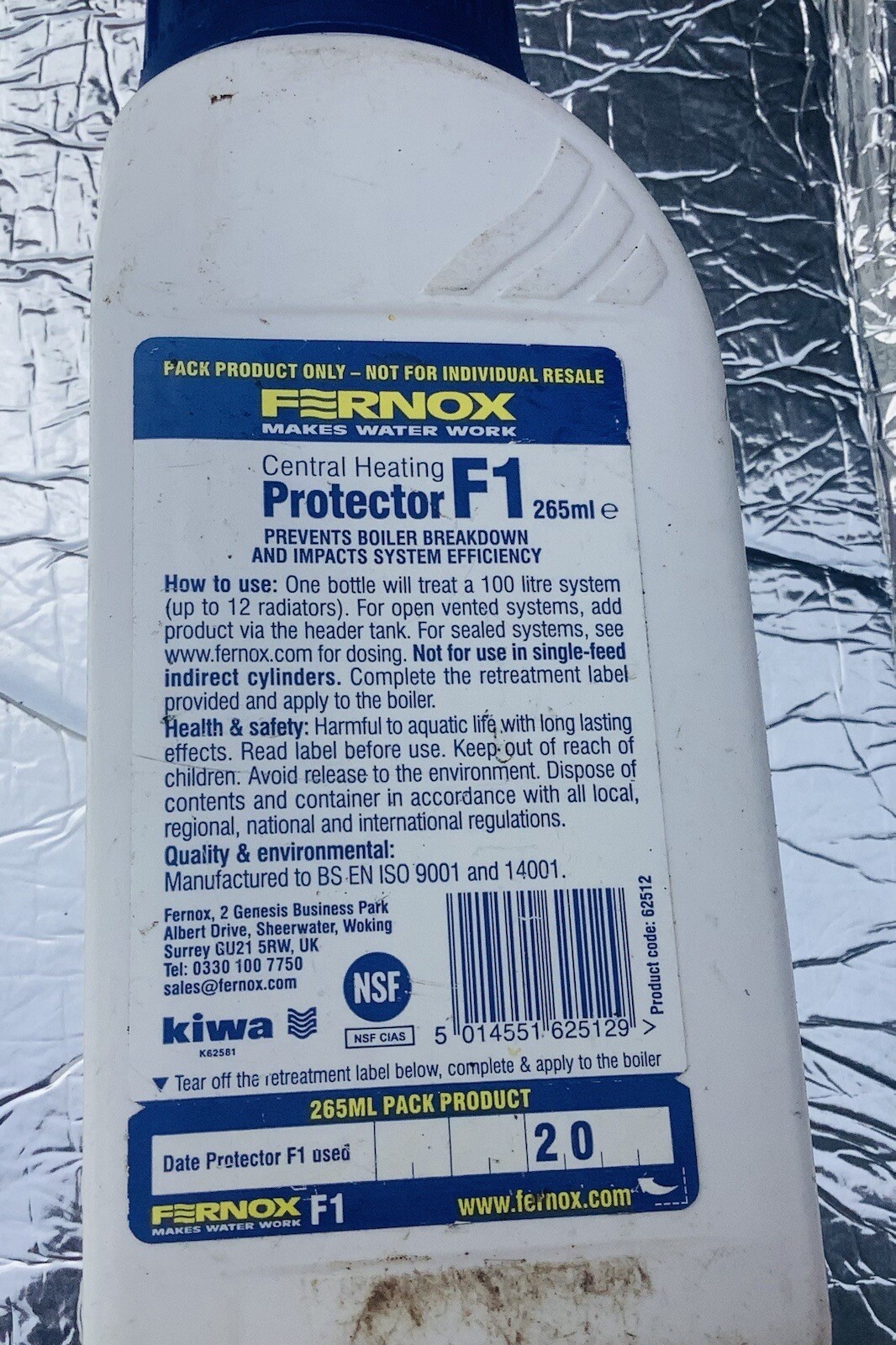 Fernox F1 Central Heating Corrosion and Limescale Protector 265ml