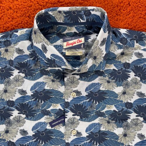 JOHNNIE-O Shirt Men's LARGE Rafter Oceanside Blue Button Down Short Sleeve $148