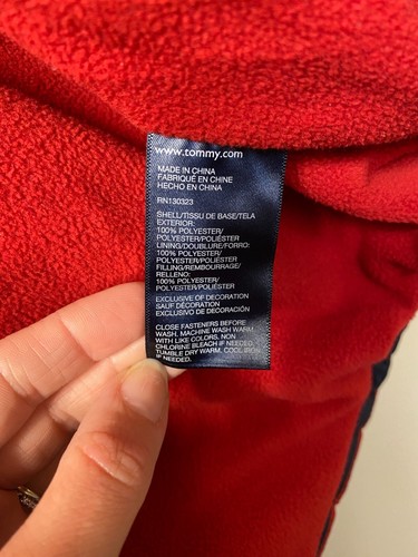 Tommy Hilfiger Jungen Fleece Kapuze Pufferjacke marineblau rot Größe Jungen L (14/16) - Bild 11 von 12