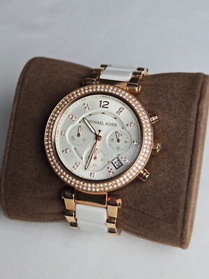 Michael Kors Parker MK5774 Women's White and Rose Gold-tone Watch - Never Worn