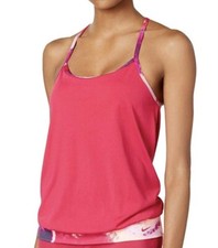 Nike Cascade Drape-Back Active Red Tankini Top Swimsuit Size Medium