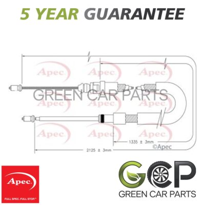 Apec Rear Hand Brake Cable Fits Peugeot 308 2008-2014 1.4 1.6 HDi 2.0 47464