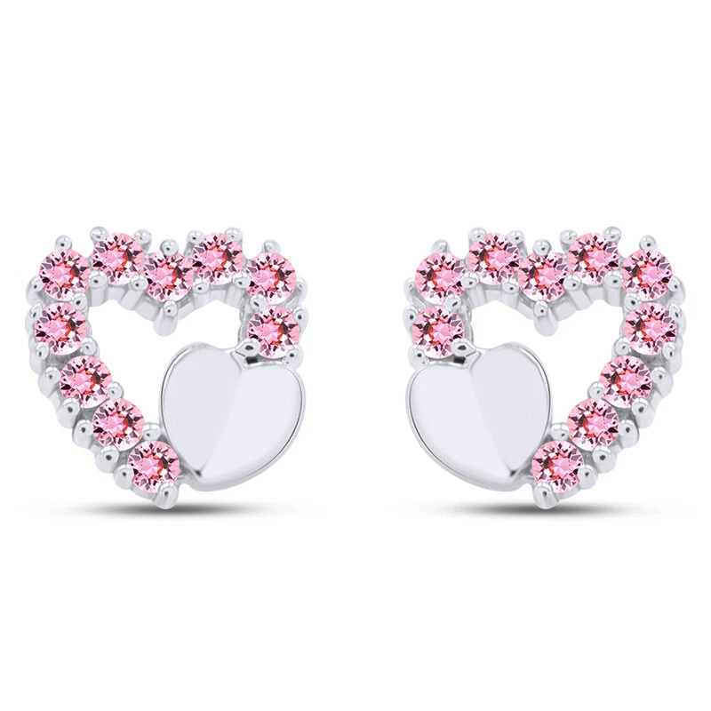 Diamond heart sale screw back earrings