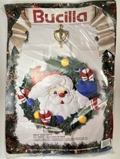 Holly Jolly Santa Christmas Applique 18 Wreath Kit Bucilla Vintage 1993 NIP